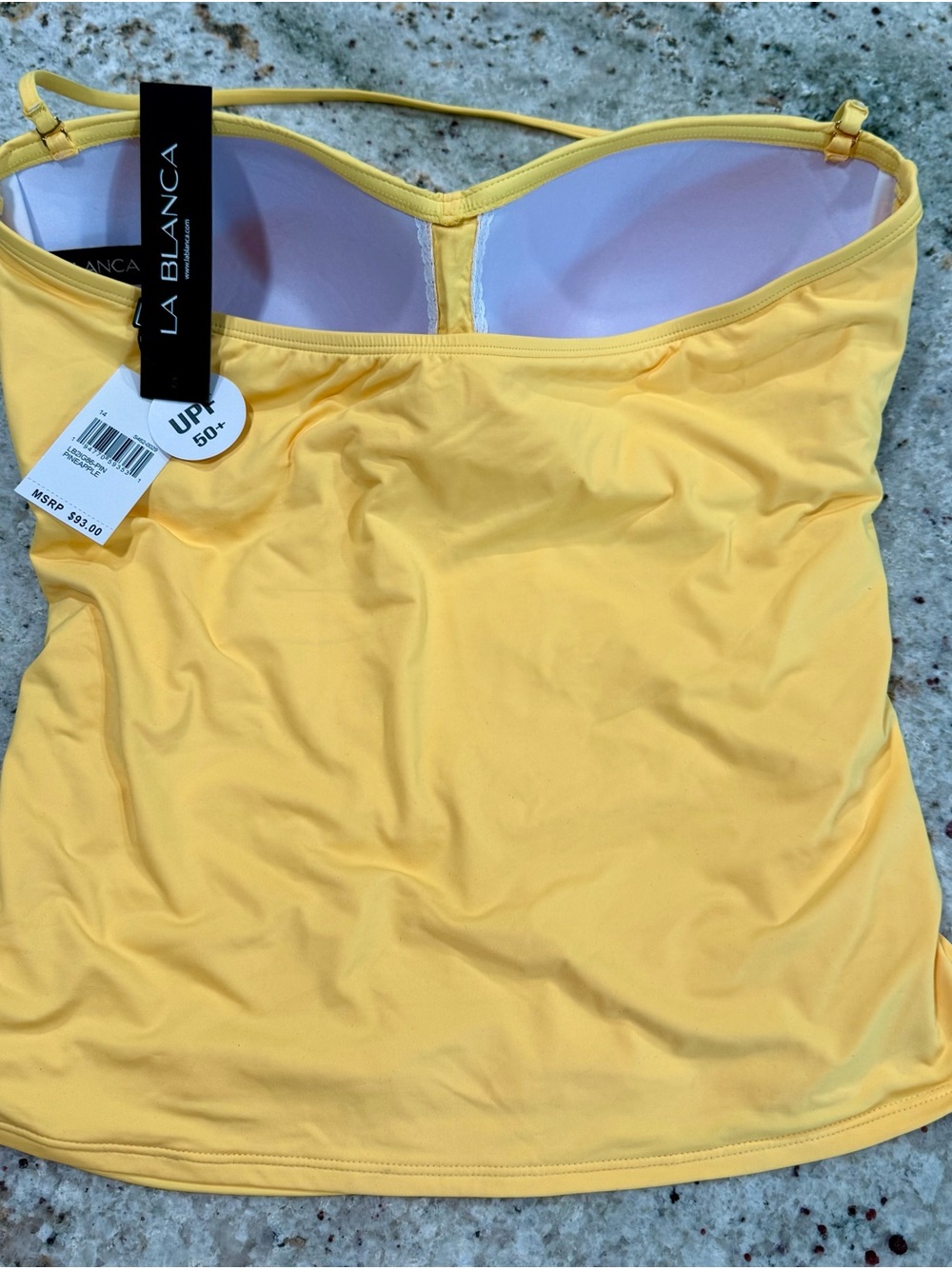 La Blanca Pineapple Yellow Ruched Swimsuit Tankini (Top Only) - Picture 4 of 7